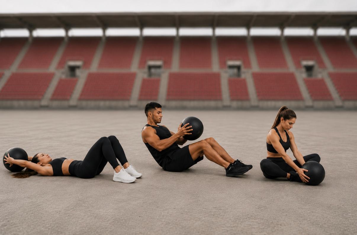 Sit ups con balón: workout de abdominales en Isla Race